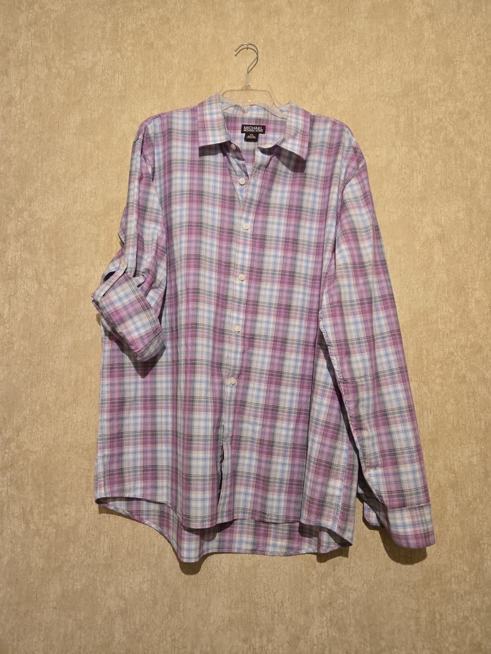 Michael Kors Men’s Lavender Plaid Button-Down Shirt